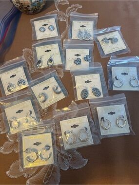 Lot of 13 Pairs of New Pierced Earrings by Ear Sense